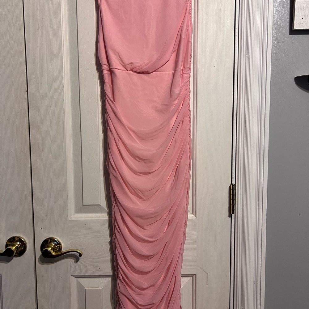 Elegant Pink body con Ruched Dress
